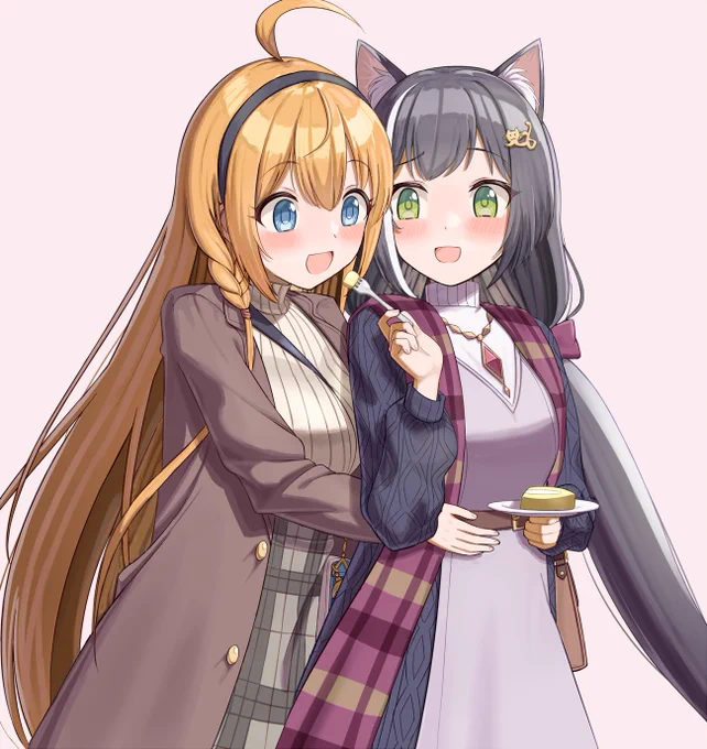 skebにてプリコネのペコリーヌとキャルを描かせていただきました。ローソンコラボの服おしゃれですよね!ご依頼ありがとうございました! #プリコネR 