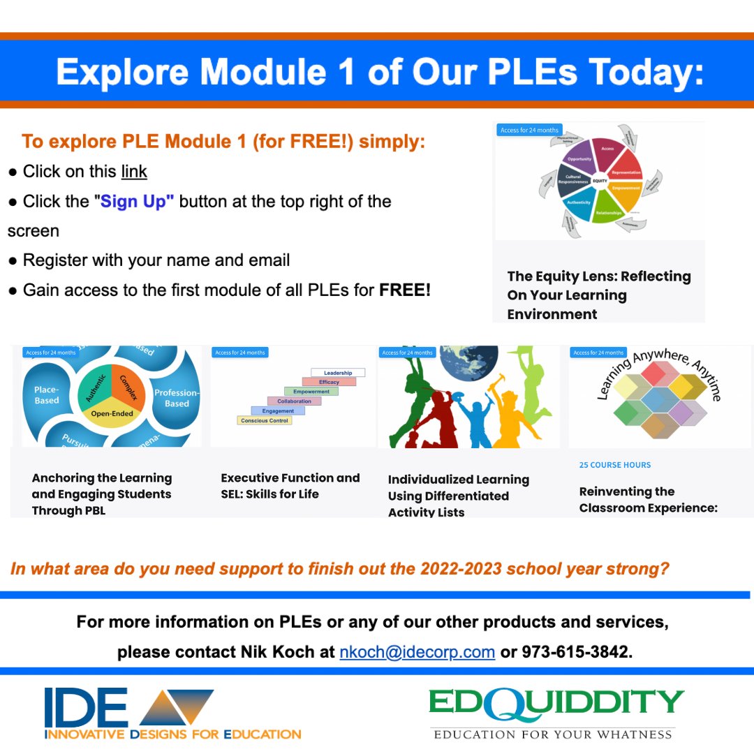 IDECorp's tweet photo. Inspire your staff and build a culture of professional learning by providing a purposeful collection of resources with IDE Corp.'s on-demand professional learning experiences. #ProfessionalLearningExperience #LATIC #k12 #lrnchat
START HERE-https://t.co/E9XUhH7pJh https://t.co/BjjxUetIDb
