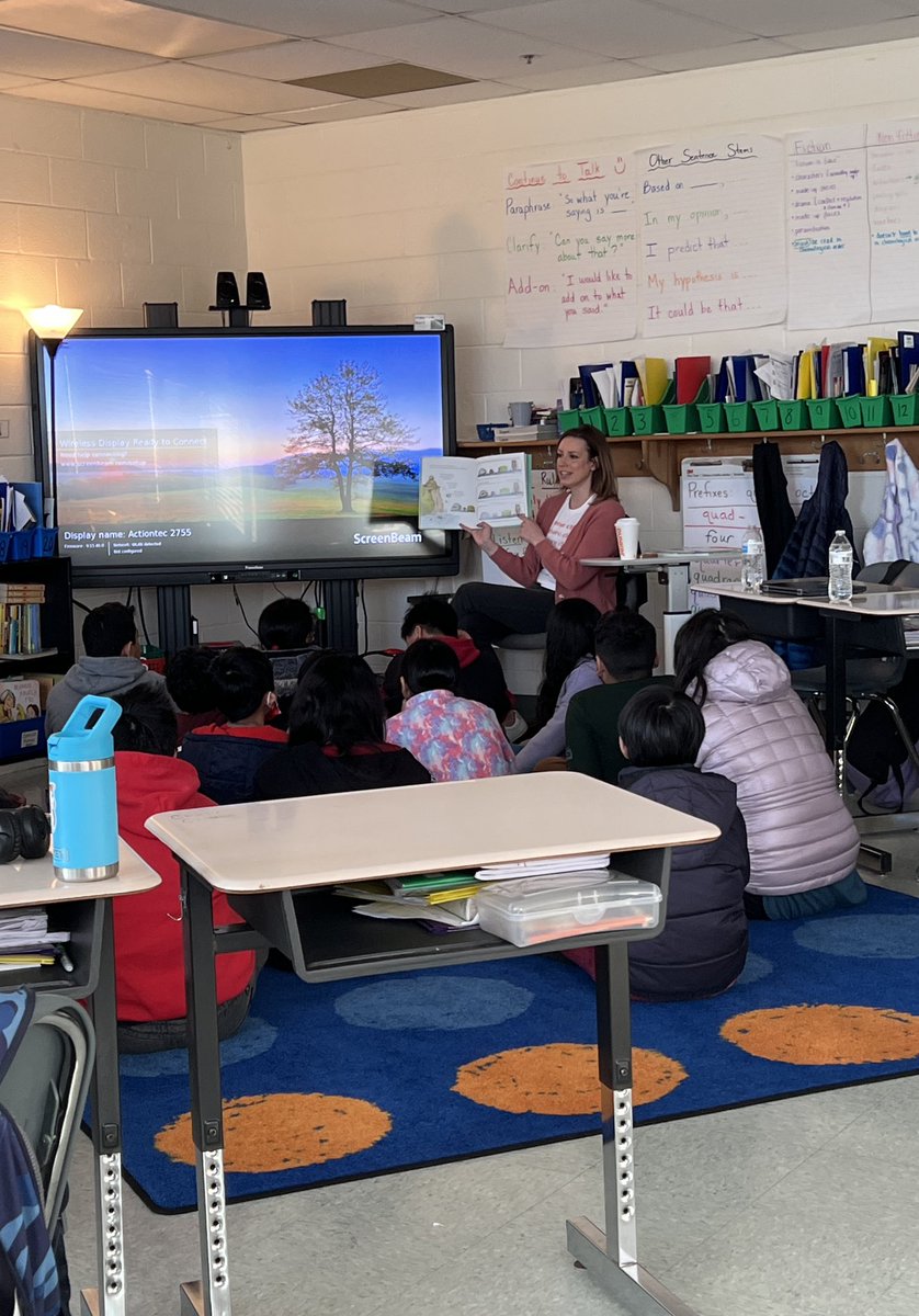MrsRiceReads's tweet photo. 5th graders kicking off reading week with a special guest reader @betsyjmu and Rick the Rock. Big thank you to all of our visiting readers today! @GuilfordEle #CelebrateReadingWeek https://t.co/Qf7bImBdKB