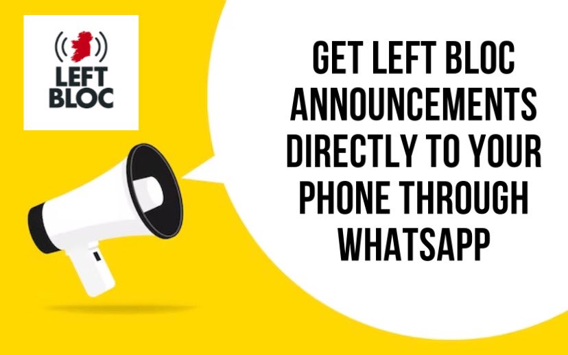 LeftBlocIreland's tweet image. 𝑵𝒆𝒗𝒆𝒓 𝒎𝒊𝒔𝒔 𝒐𝒖𝒕 𝒂𝒈𝒂𝒊𝒏

Left Bloc has set up a community announcement group on WhatsApp. Get your podcasts, articles, events and other news by clicking here: 

chat.whatsapp.com/GrpI1ETKXHN5UM… 

Please share…. ✊