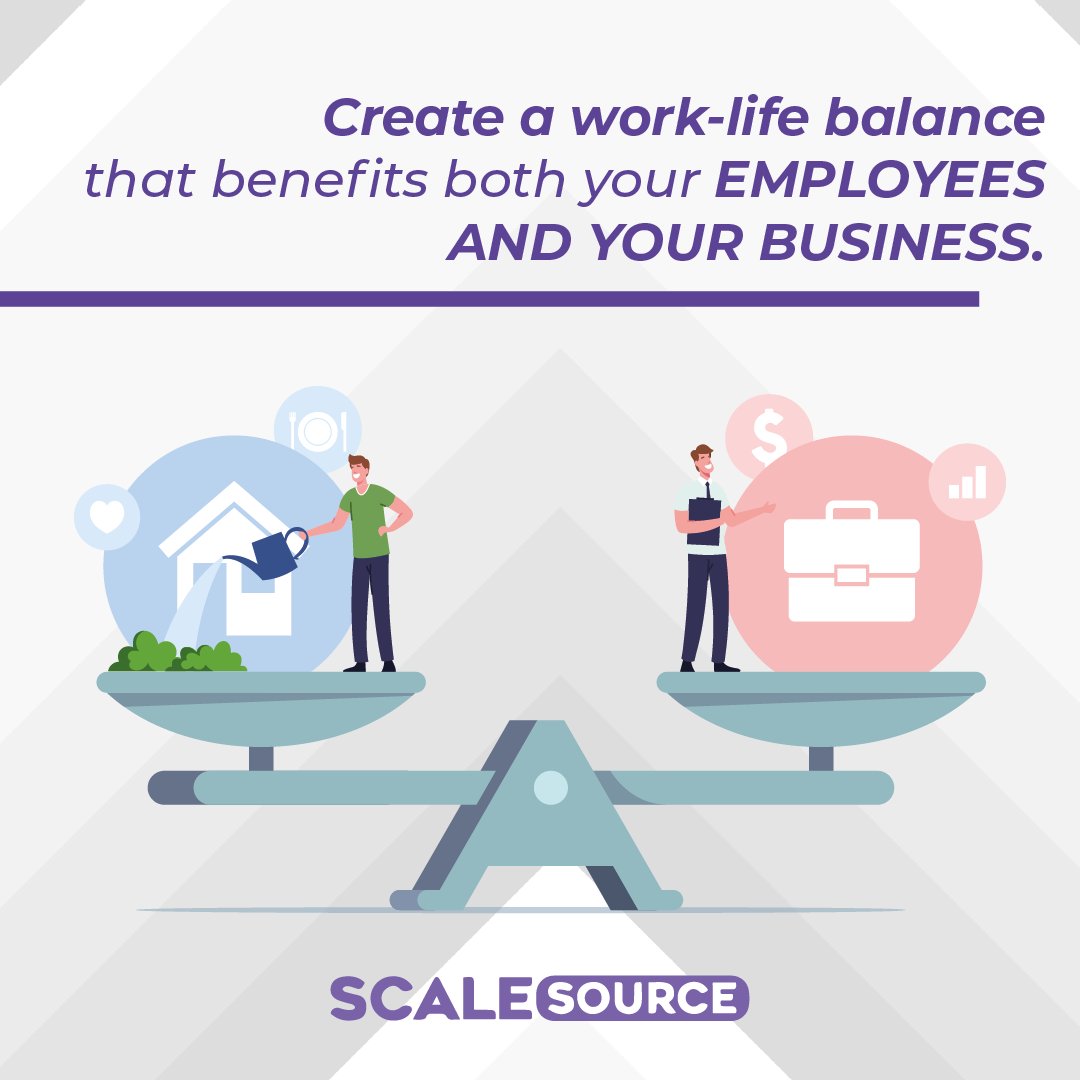 scalesource's tweet image. Creating a work-life balance that benefits both your employees and your business is essential for success in today's fast-paced world.

By empowering our employees to prioritize their well-being, we're also creating a more productive, motivated, and engaged team.