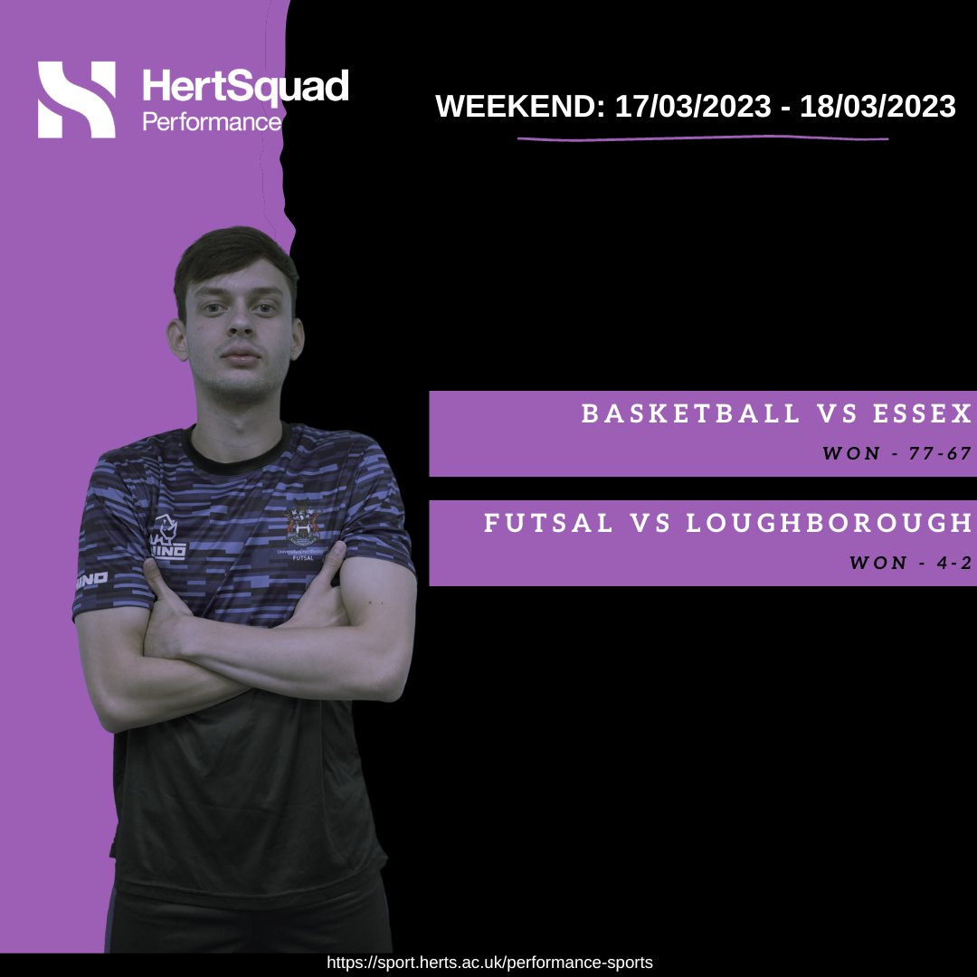 hertsquadperformance (@hertsquadperf) on Twitter photo π | Our results from the weekend.
HUGE congratulations to our Men's Futsal first team who beat Loughborough to advance to the National Championship Final! π
#GoHerts π | Our results from the weekend.
HUGE congratulations to our Men's Futsal first team who beat Loughborough to advance to the National Championship Final! π
#GoHerts