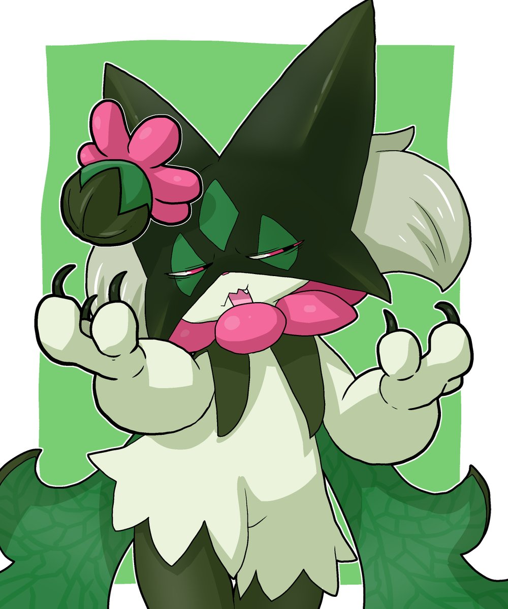 pokemon (creature) solo half-closed eyes furry open mouth flower claws  illustration images