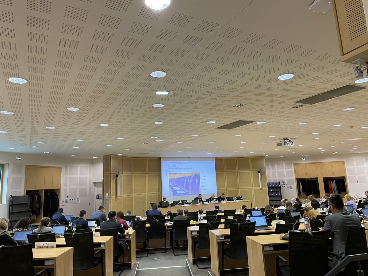 AzMissionCoE's tweet photo. An extensive delegation consisting of the representatives of @AzerbaijanPA, the Cabinet of Ministers, @Prokurorluq, @PolisAzerbaycan, @TehsilGovAz presents Azerbaijan’s comments on the draft 5th Round evaluation report at today’s meeting of the Group of States against Corruption. https://t.co/0qBb8QiM7G