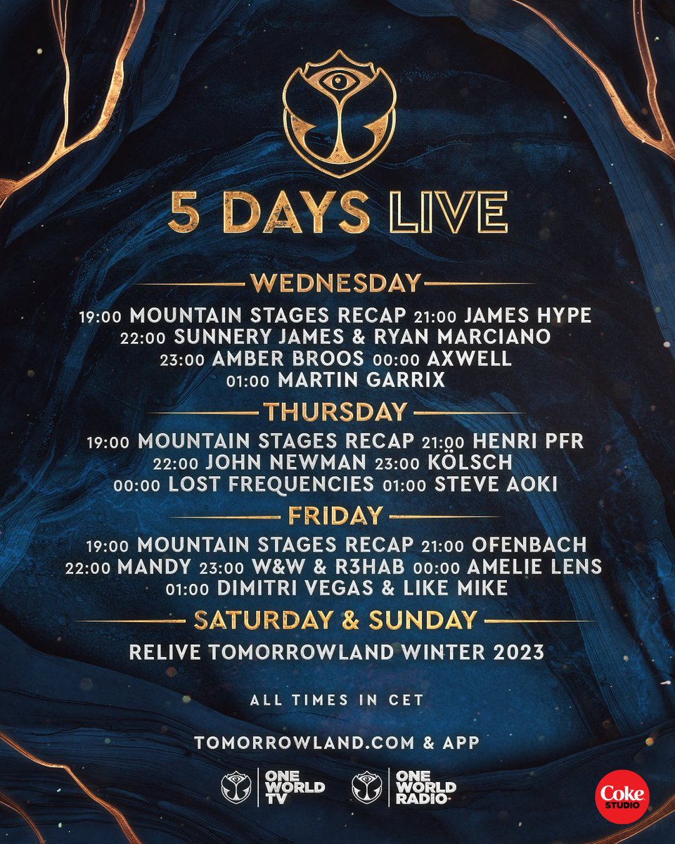 tomorrowland live stream schedule