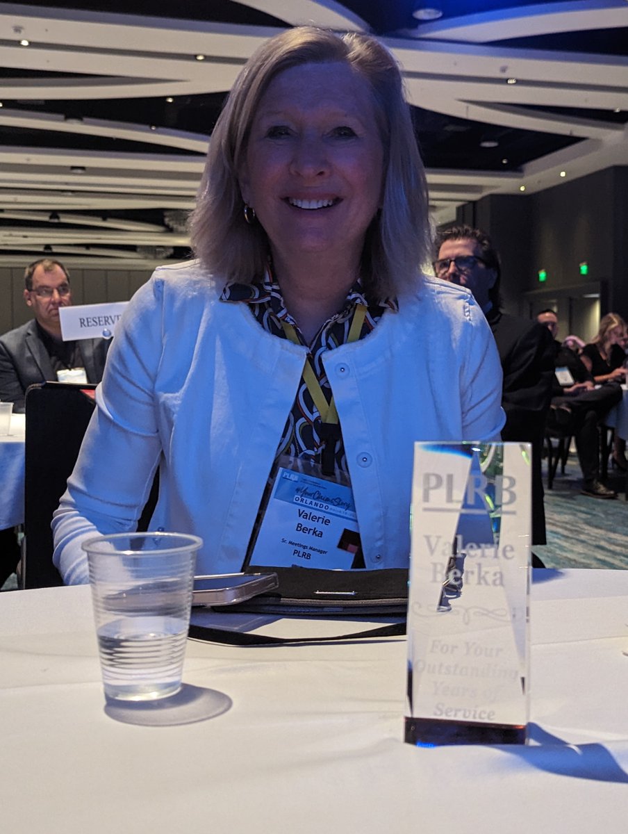 At her final #PLRB #ClaimsConference2023, after 20+ years planning our conferences, please congratulate Valerie Berka on her upcoming retirement. Thanks, Val! We will miss you!