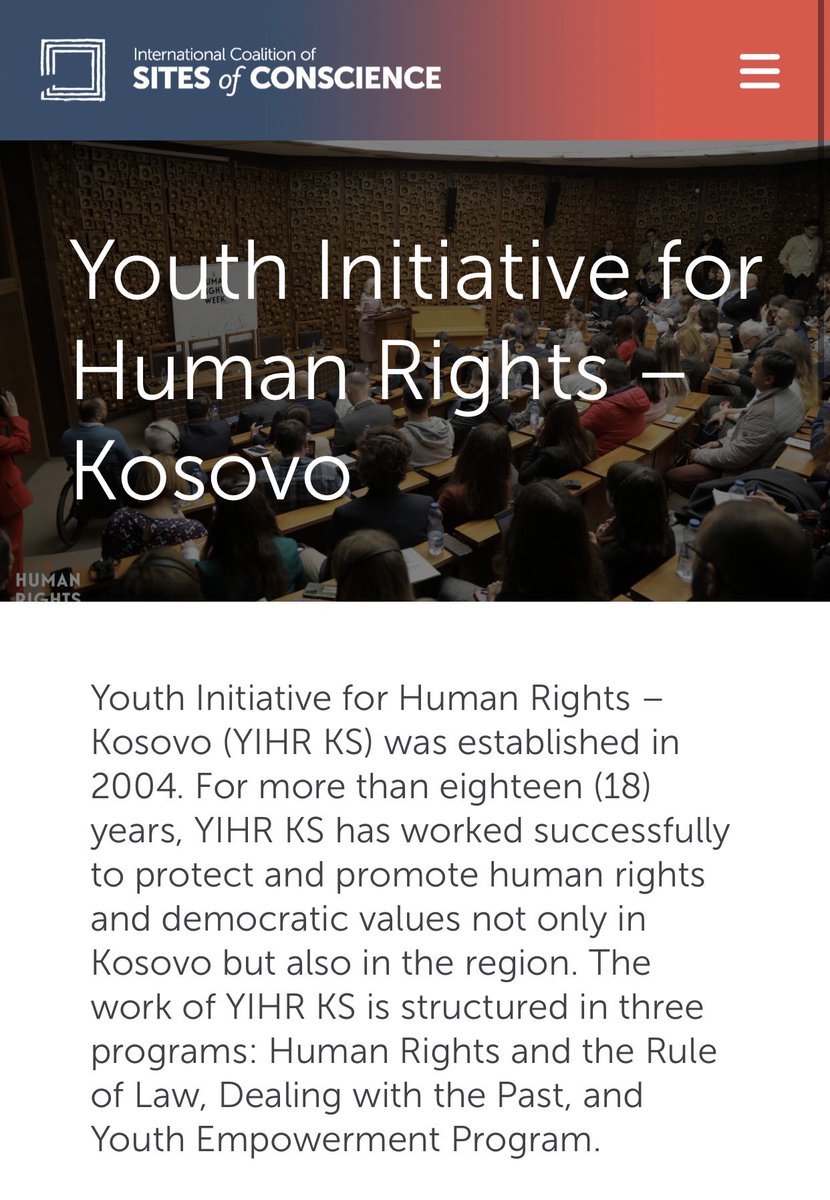 YIHRKosovo's tweet photo. 🎉𝐀𝐍𝐍𝐎𝐔𝐍𝐂𝐄𝐌𝐄𝐍𝐓: YIHR KS is now officially a member of the International Coalition of Sites of Conscience!

🌟We are truly happy to join the @SitesConscience and strengthen our initiatives toward #preservingmemory #promotingtruth &amp; #PursuingJustice! https://t.co/WVPuIkqVFW