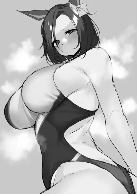 #ウマ娘 競泳水着なエアグルーヴのグレーラフだよ 