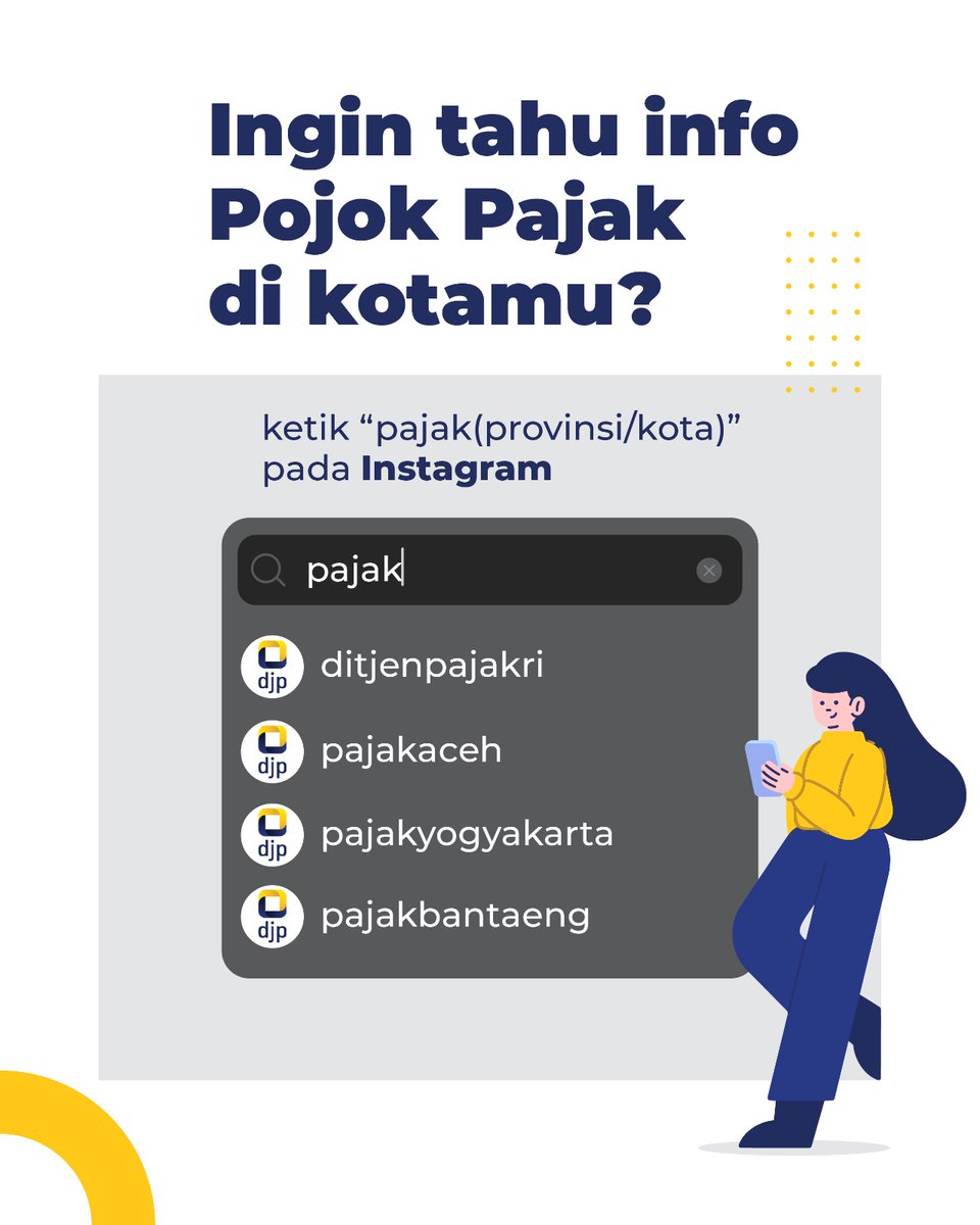 Butuh bantuan untuk pengisian SPT Tahunan?

DJP membuka Pojok Pajak untuk #KawanPajak yang membutuhkan asistensi pengisian SPT Tahunan. Dukungan layanan Pojok Pajak ini tersedia di seluruh Kantor Pajak.

Manfaatkan layanan Pojok Pajak untuk kemudahan pelaporan SPT Tahunan.