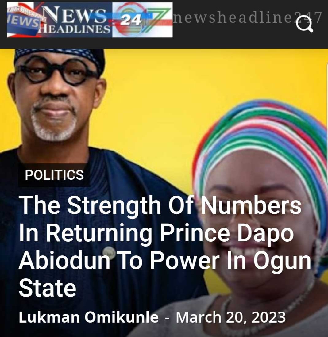 Newsheadline247 (@247_news) on Twitter photo The Strength Of Numbers In Returning Prince Dapo Abiodun To Power In Ogun State newsheadline247.com/the-strength-o… via @https://twitter.com/247_news?s=08
@dabiodunMFR
<a href="/apcogunchapter/">Ogun State APC</a>
<a href="/OfficialAPCNg/">APC Nigeria</a> The Strength Of Numbers In Returning Prince Dapo Abiodun To Power In Ogun State newsheadline247.com/the-strength-o… via @https://twitter.com/247_news?s=08
@dabiodunMFR
<a href="/apcogunchapter/">Ogun State APC</a>
<a href="/OfficialAPCNg/">APC Nigeria</a>