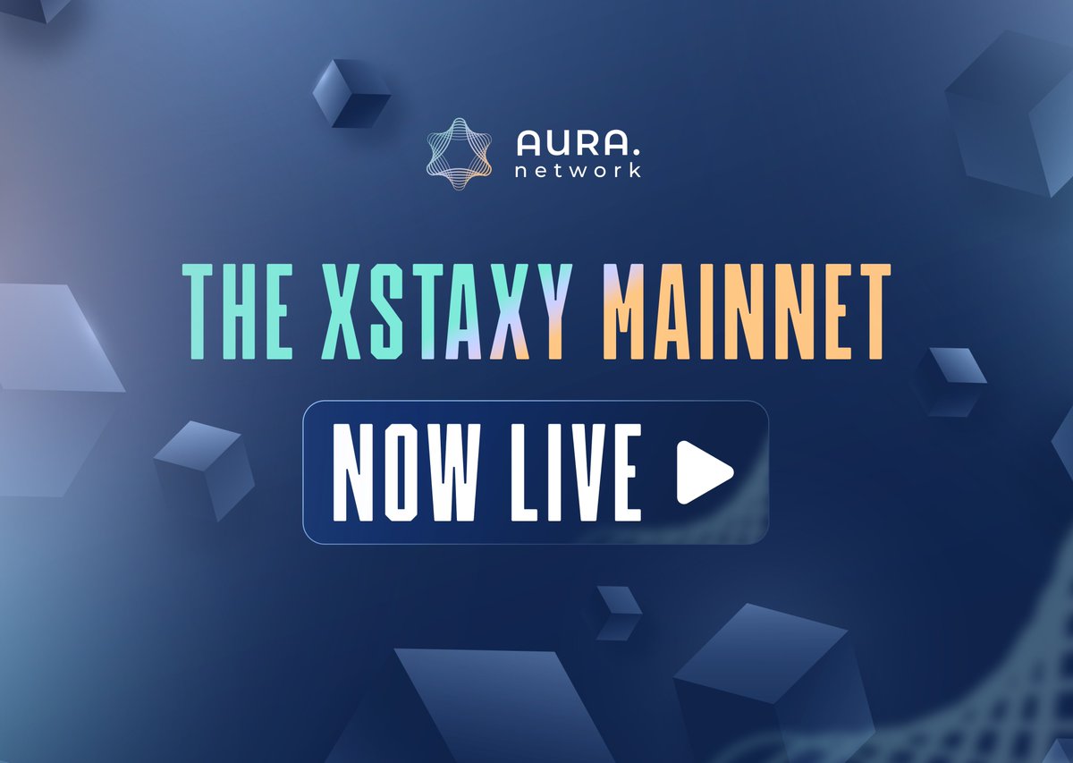 AuraNetworkHQ's tweet photo. MAINNET IS LIVE!

@AuraNetworkHQ officially launches #TheXstaxy Mainnet!

This is a vital step in our journey to revolutionize the Cosmos ecosystem and enable a sustainable future for #Web3, #NFTs, and #DeFi.

🧵 Follow this thread for all the details of #Xstaxy and future plans. https://t.co/v1cNM21fbc