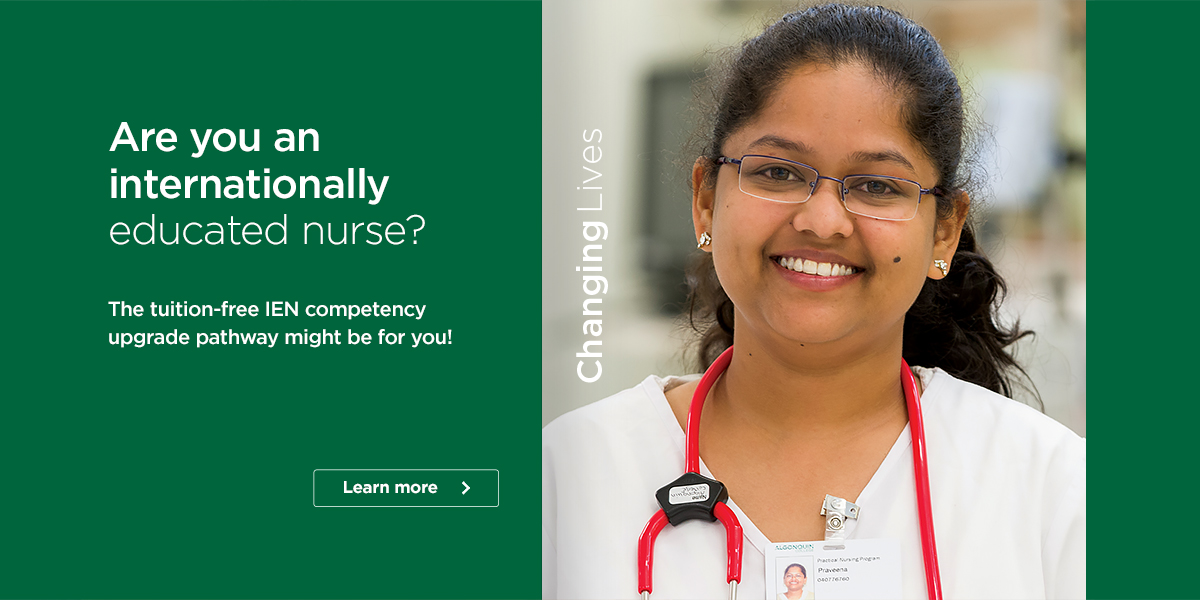 AlgonquinColleg's tweet photo. We are excited to announce the launch of new competency upgrade courses for internationally educated nurses (#IENs) to bring them into the workforce more efficiently. For more information, visit: https://t.co/ULJfxr0iK8 

#ONIEN #PathToNursing @OntarioLearn @ONlongtermcare https://t.co/mOCmZUiTwi