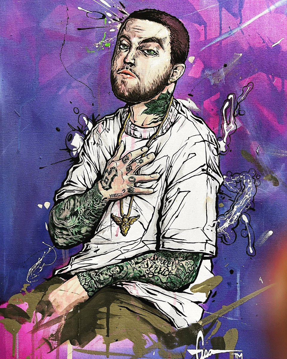 guavadeart's tweet photo. GM all, sharing this piece to the space. 
This was a request from one of my clients who is a fan of #macmiller and this is my concept of the man himself.

Mac miller
20 x 30 inches
Acrylic on canvas 

Lemme know what you think in the comments.

Respect and fuljoy your days. https://t.co/QZk9NjFDRE
