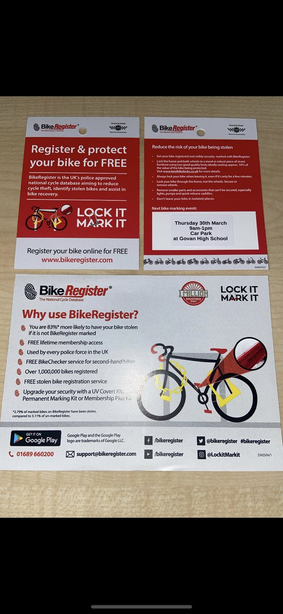 GovanHighSchool's tweet image. On 30/3/23 the Campus Officer is hosting a FREE bike marking event to help reduce bike thefts and assist with bike recovery if your bike is stolen.All staff and pupils are welcome to bring along their bike on the day to get marked #lockit #markit @SWGlasgowPolice @StolenBikeFeed