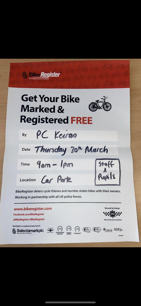 GovanHighSchool's tweet image. On 30/3/23 the Campus Officer is hosting a FREE bike marking event to help reduce bike thefts and assist with bike recovery if your bike is stolen.All staff and pupils are welcome to bring along their bike on the day to get marked #lockit #markit @SWGlasgowPolice @StolenBikeFeed