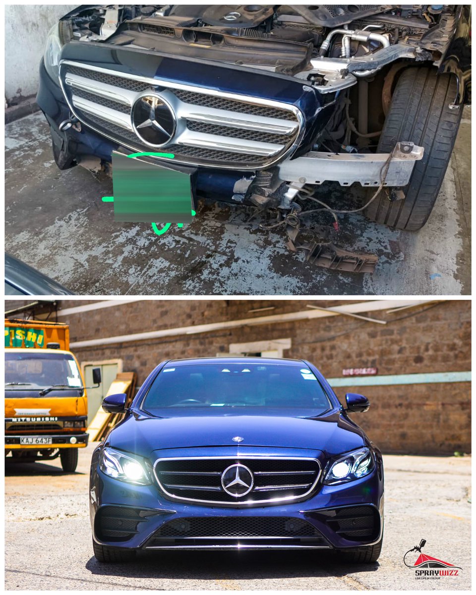 spray_wizz's tweet photo. #W213 Before &amp; After👌🏾👌🏾
For all your accident repairs soulutions, talk to us😎
Call us on +254 759 386 083 | +254 715 713 016
📍We are located along Enterprise road, Softa
#spraywizz 
#bodyshop 
#autobodypaint
#automotive 
#restoration https://t.co/gYslSp528z