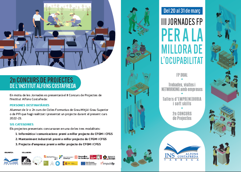 Avui comencen les III Jornades #FP per a la millora de l'ocupabilitat a l'<a href="/INS_Costafreda/">INS Alfons Costafreda</a>. Hi haurà tallers, visites a empreses i el 2n concurs de projectes. <a href="/SEGREcom/">SEGRE</a> <a href="/educaciocat/">Educació</a> <a href="/fpdualCAT/">FP dual Catalunya</a> <a href="/fpcatalunya/">FP Catalunya</a> #adnCosta