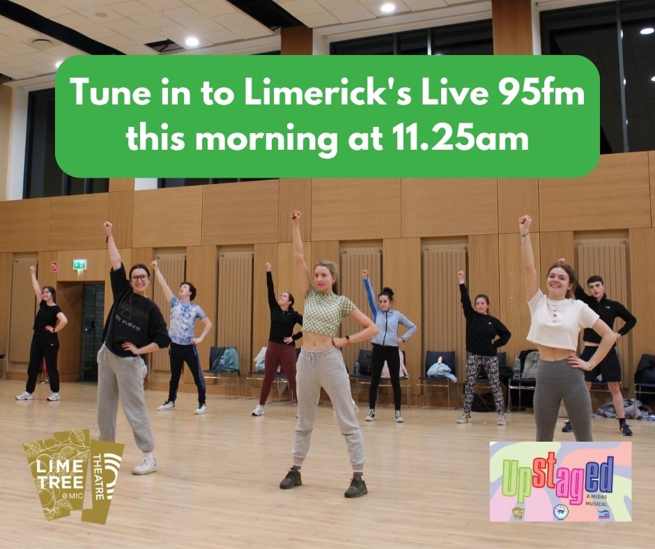 LimeTreeTheatre's tweet photo. Tune in to @Live95Limerick at 11.25am this morning to hear all about MIDAS’ new production Upstaged!

Join them this week in the Lime Tree, Wed 22nd March &amp; Thurs 23rd March 🎭
🎟 https://t.co/sYuuj0ReYo

#midasmic #micireland #LimeTreeTheatre #Limerick @MICLimerick @maryisu https://t.co/PZ6QJTihj4