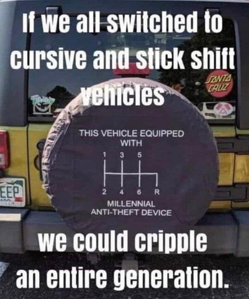 criswinter412's tweet photo. FACT! 🤣🤣 Happy Monday!
#mondaymotivation #mondayvibes #mondaymood #mondaymorning #monday #startoftheweek #makeitsgoodone #giveityourbestshot #fullworkweek #stickshift #cursive #manualtransmission #thegoodolddays #stick #stickdriver https://t.co/tgdklYjojx