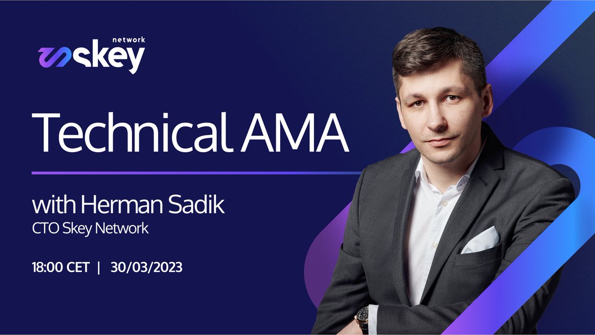 SkeyNetwork's tweet photo. We invite you to a technical #AMA with CTO @SadikHerman. We encourage you to ask questions in the comments, in the chat, and during the AMA.๐
๐ทThe main topics are technology - our products #SkeyBox and #SkeyTix.๐ฆพ
AMA will be held on March 30 at 18:00 CET on the EN channel:
๐https://t.co/SMtxShsONe
More about products you can find here:
๐https://t.co/pu3JedulbH
#Skey #blockchain #NFT