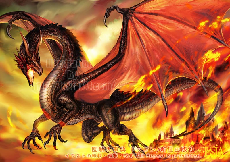  ルビードラゴン ドラゴン図鑑のお仕事でちょっぴり悪そうなドラゴンさんのイラスト