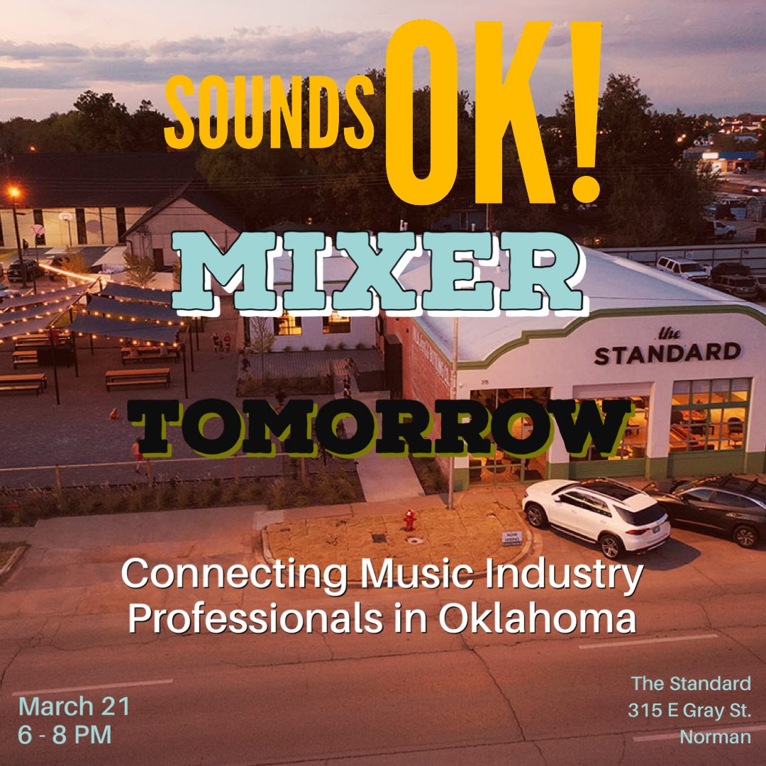 soundsokinc's tweet photo. This Month's @soundsokorg Mixer is Headed to
@thestandard_norman in, You Guessed it, NORMAN!! 
6-8pm🎓 @smithmusic &amp; @primo_recording Will Be Onsite To Answer Questions and Chat Meet Other Music People in Your City Everyone is Welcome to this FREE Networking #OklahomaMusic https://t.co/6zcTZQ3SbW