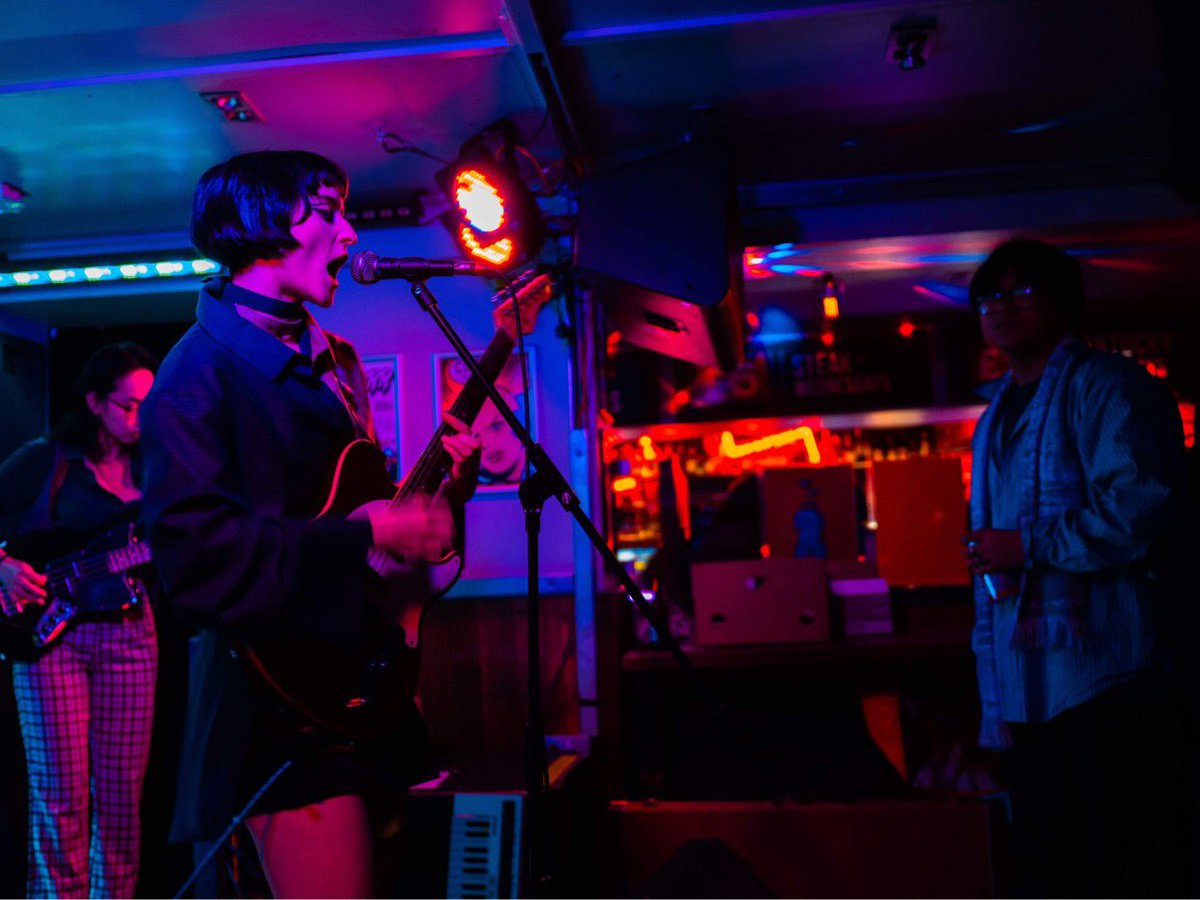 FuzzyLopMusic's tweet photo. FRIDAY BABEY 
you can dance with us 
+ Moonsoup 
+ Musica 
+ Aaron Donaldson 

8 squids for four bands is no too shabby I say 

c u @ 13th note 

fanks for making us look like pretty neon babies at bloc 
📸: david williamson https://t.co/CEtMyqRsly