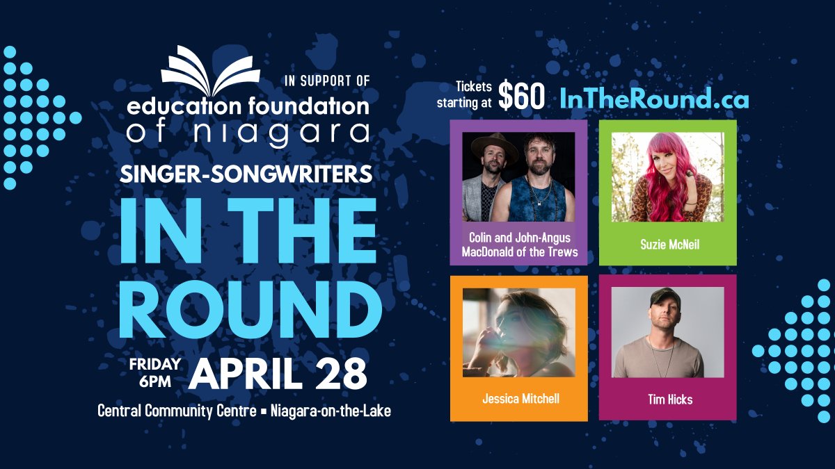 🚨 FUNDRAISER ANNOUNCEMENT:

Join us at In The Round on April 28. Featuring: Colin &amp; John-Angus of <a href="/thetrews/">The Trews</a>, <a href="/SuzieMcNeil/">Suzie McNeil</a>, <a href="/timhicksmusic/">Tim Hicks</a> and <a href="/jessicamitchell/">Jessica Mitchell</a>.

Funds raised support <a href="/dsbn/">District School Board of Niagara</a> students accessing EFN programs &amp; services.

🎟 Tickets &amp; Details: InTheRound.ca.