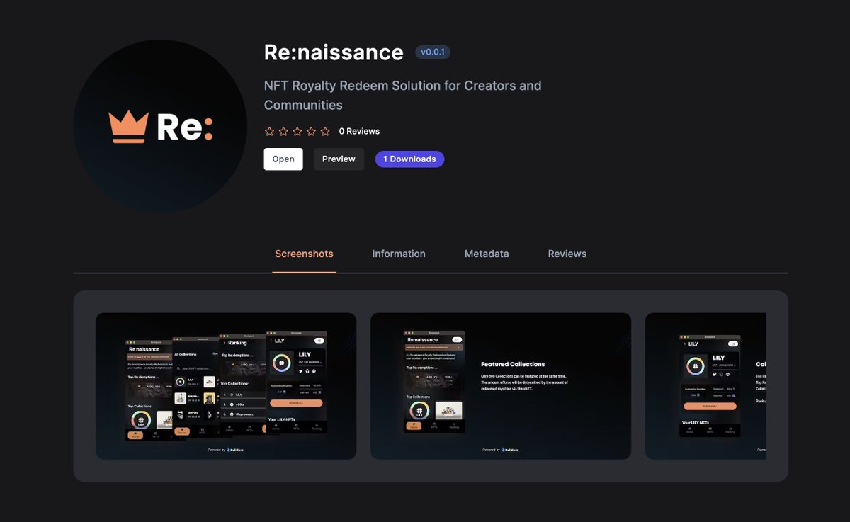 We just submitted <a href="/renaissance_xyz/">Re:naissance 👑 | Grizzlython Winner</a> to the @xNFT_Backpack store! 👑

We are waiting for the whitelisting process and can't wait to see it published and live 🔥

For the launch week we whitelisted 20 NFT collections listed in the first comment: