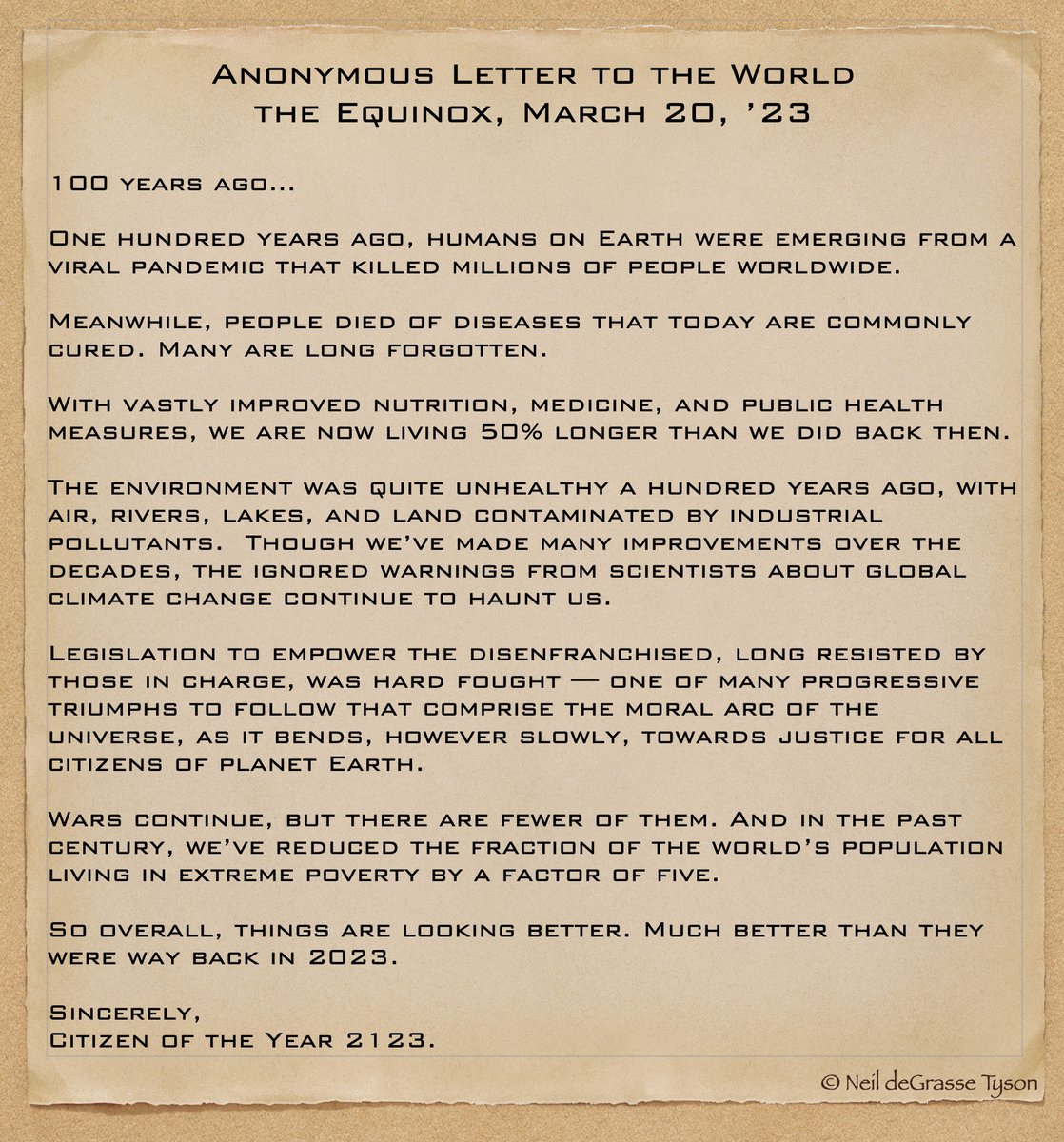 A brief...
ANONYMOUS  LETTER TO THE WORLD