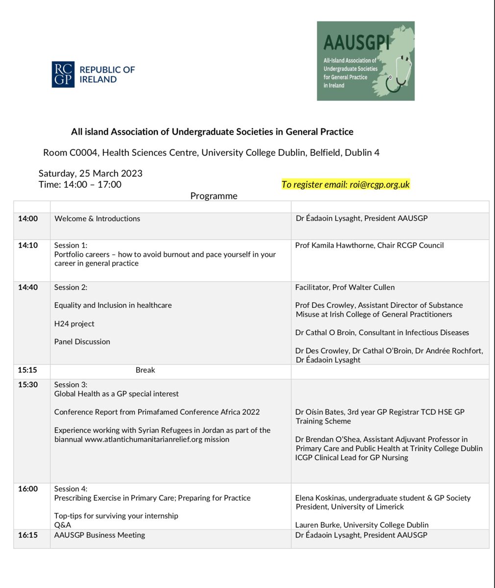 Dr. Brendan O'Shea (@drbosheagp) on Twitter photo Medical Students, GP Trainees, & all GPs !
At a loose end/looking for inspiration next Sat ?
Free registration for epic program of all that is GP !
See below - don't miss it !
<a href="/aausgp_ireland/">AAUSGP Ireland</a> <a href="/IMT_latest/">Irish Medical Times</a> @irishmednews <a href="/MedisecIreland/">MedisecIreland</a> <a href="/ARochfort/">andree rochfort</a> @susanmsmith
<a href="/mike0callaghan/">Mike O'Callaghan</a> Medical Students, GP Trainees, & all GPs !
At a loose end/looking for inspiration next Sat ?
Free registration for epic program of all that is GP !
See below - don't miss it !
<a href="/aausgp_ireland/">AAUSGP Ireland</a> <a href="/IMT_latest/">Irish Medical Times</a> @irishmednews <a href="/MedisecIreland/">MedisecIreland</a> <a href="/ARochfort/">andree rochfort</a> @susanmsmith
<a href="/mike0callaghan/">Mike O'Callaghan</a>