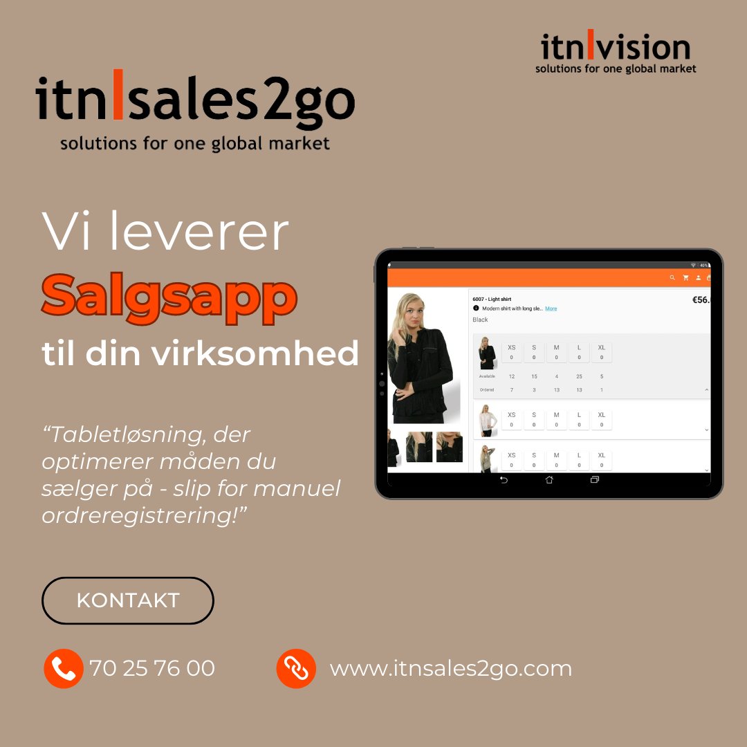 itnSalg's tweet image. Gode grunde til at få appen sales2go:

✅ Oversigt med produkter, bestillinger og ordrer
✅ Ordreregistrering
✅ Varians
✅ Kundeoprettelse
✅ Visning af valuta

Prøv det komplette salgsværktøj itn|sales2go og få en app, der kan booste salget i din virksomhed 📈 

#salg