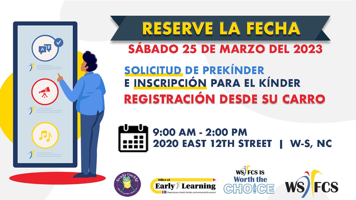 wsfcs's tweet photo. Just a reminder for families that need assistance with Pre-K &amp; Kindergarten Registration?  WS/FCS is holding a Drive Through Registration help session tomorrow, Sat., March 25 from 9AM - 2PM. Translators will be available.
#wsfcs #WSFCSO  @ReadyFreddyWSFC https://t.co/NLT9GqTiDV