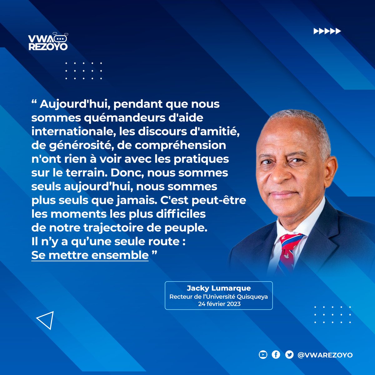 vwarezoyo's tweet photo. Cérémonie d’accueil des nouveaux étudiants à l’@UQuisqueyaHaiti 

@JackyLumarque 
Recteur de l’Université Quisqueya 

 @GroupeProFin 
#VwaRezoYo https://t.co/DoYJxmAXSJ