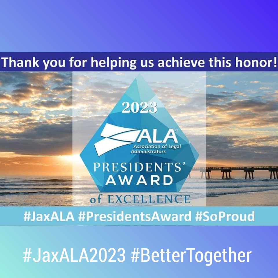 💥 The #JaxALA is proud to announce it has received the @ALABuzz's 2023 Presidents’ Award of Excellence!! 💥  

🎉 Congratulations, JaxALA! 🎉

#JaxALA2023 #BetterTogether #PresidentsAward #SoProud #ALABuzz