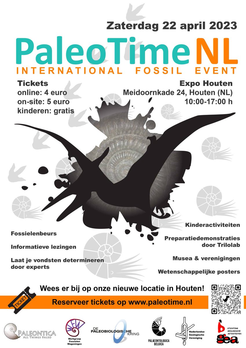 Paleontica's tweet photo. Op 22 april 2023 wordt de PaleoTime-NL International Fossil Show weer gehouden, dit jaar in Houten. Dit is hét evenement voor dinosaurus-fans, fossielenverzamelaars en paleontologen.
Informatie op onze website: https://t.co/FHvAL1BuRF en facebookpagina https://t.co/k6NzdA1NFj https://t.co/CPhJboG1gk