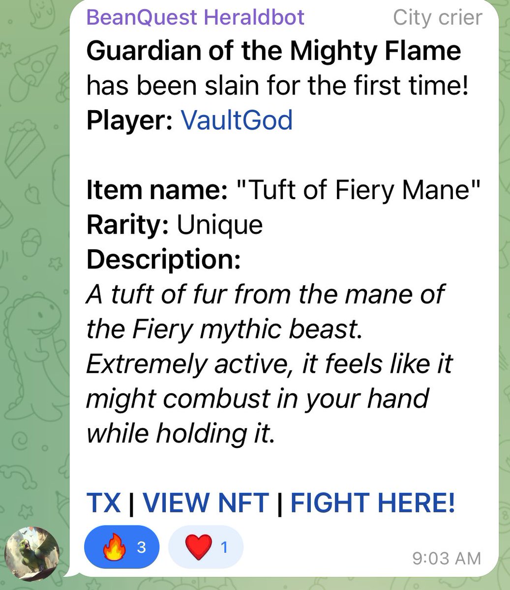 beanquestrpg's tweet photo. Congratulations to “VaultGod” for being the first player to beat the 2nd boss of the first season!! #gamefi #bnb #beanquest #crypto #rpg https://t.co/cof1lUX4M9