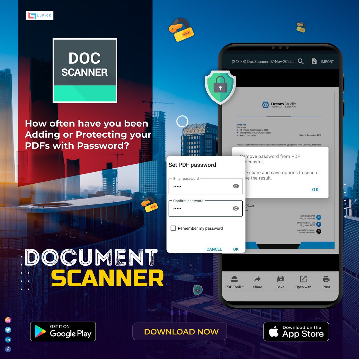 Lufick3's tweet photo. Put a layer of security on your PDF files with the Document Scanner app.
Download the Document Scanner App Today.
Available on Play Store and Apple Store.
https://t.co/YDftoDe6hm
#DocumentScanner #Onlinepdf #lufick #Pdfscanner #scansafe #portablescanner #documentscanning https://t.co/xZzfS23YDJ