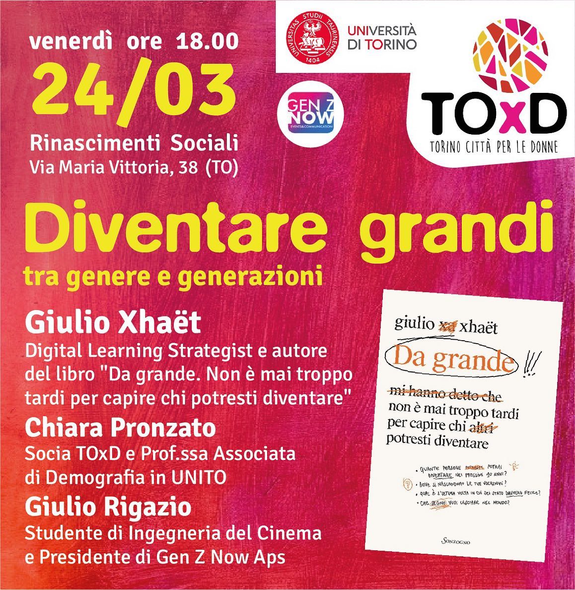 SocialRenaissance (@socrenaissance) on Twitter photo ➡️#RinascimentiSociali è lieta di ospitare il prossimo incontro organizzato da #Torino Città per le #Donne <a href="/TorinoPer/">Torino Città per le Donne</a>
📅Venerdì 24 Marzo 2023 alle ore 18.00
☑️Incontro “Diventare grandi tra genere e generazioni” ➡️#RinascimentiSociali è lieta di ospitare il prossimo incontro organizzato da #Torino Città per le #Donne <a href="/TorinoPer/">Torino Città per le Donne</a>
📅Venerdì 24 Marzo 2023 alle ore 18.00
☑️Incontro “Diventare grandi tra genere e generazioni”
