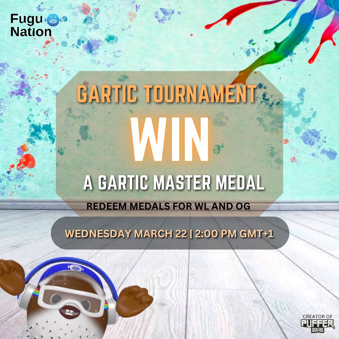 Let's play Gartic! Winner receives a Gartic Master Medal. First 10 to join get 100 xp points! 

discord.gg/fugunation

#FuguNation #nfts #nftcommunity #nftcollection #nonfungible #ecommerce #crypto #ETH #bitcoin #PufferSquad #digitalart  #follow