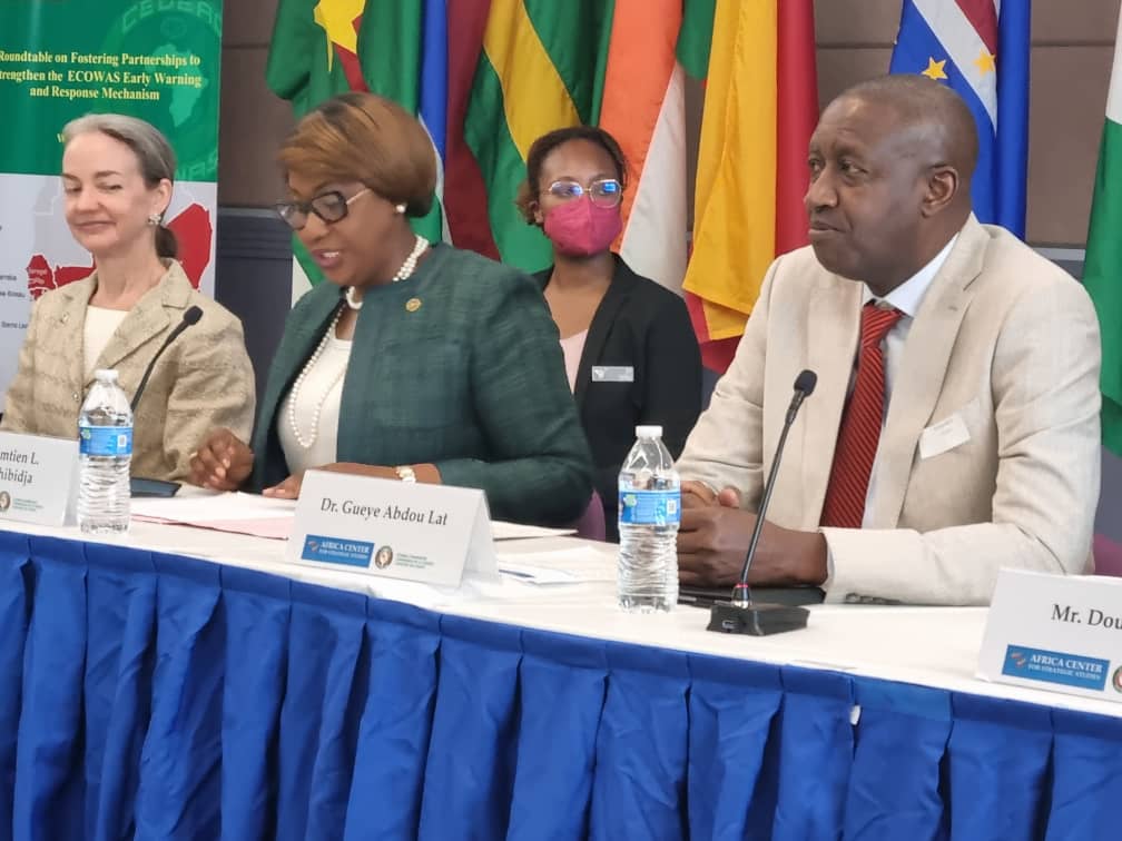 Du 6-10 mars 2023, la Vice-Présidente de la Commission, Damtien L. Tchinchibidja, a conduit une délégation de la CEDEAO à Washington D.C. aux USA avec l'objectif de promouvoir des partenariats visant à renforcer le système d'alerte précoce et d’intervention rapide de la CEDEAO..