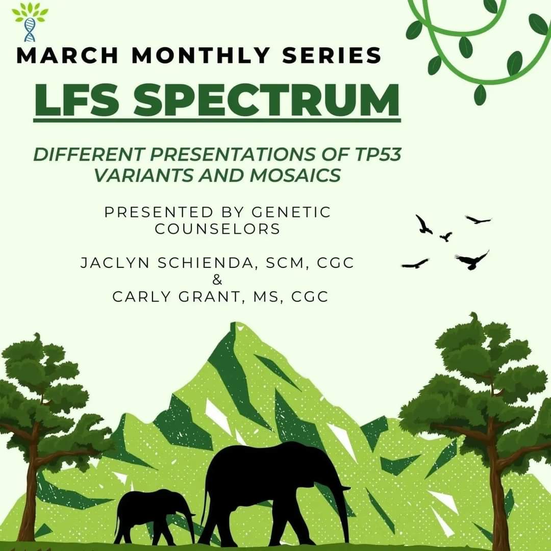 LivingLFS's tweet photo. Happy #LiFraumeniSyndrome Awareness Day! Join us at 4pm PT/7pm ET for an educational presentation on the #LFS Spectrum: Different Presentations of #TP53 Variants and Mosaics. Register: https://t.co/4zQUd8S8oa
#lifraumeni #cancer #lfsawareness #genetics #p53 #lfsawarenessday https://t.co/6eUkbJB1d9