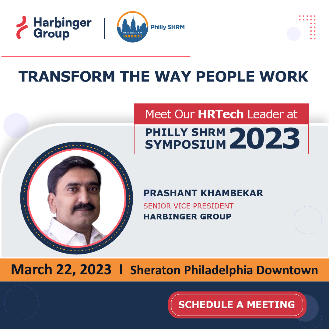 Harbinger_Grp's tweet photo. The Philly SHRM Symposium is getting close!
Meet Prashant Khambekar, SVP, Harbinger Group, at #PhillySHRMSymposium 2023 on March 22 at Sheraton Philadelphia Downtown. Let’s learn and connect! Schedule a meeting with our #HRTechExpert: contact@harbingergroup.com
#HRTech #shrm #HR https://t.co/dvYKW1wCb0