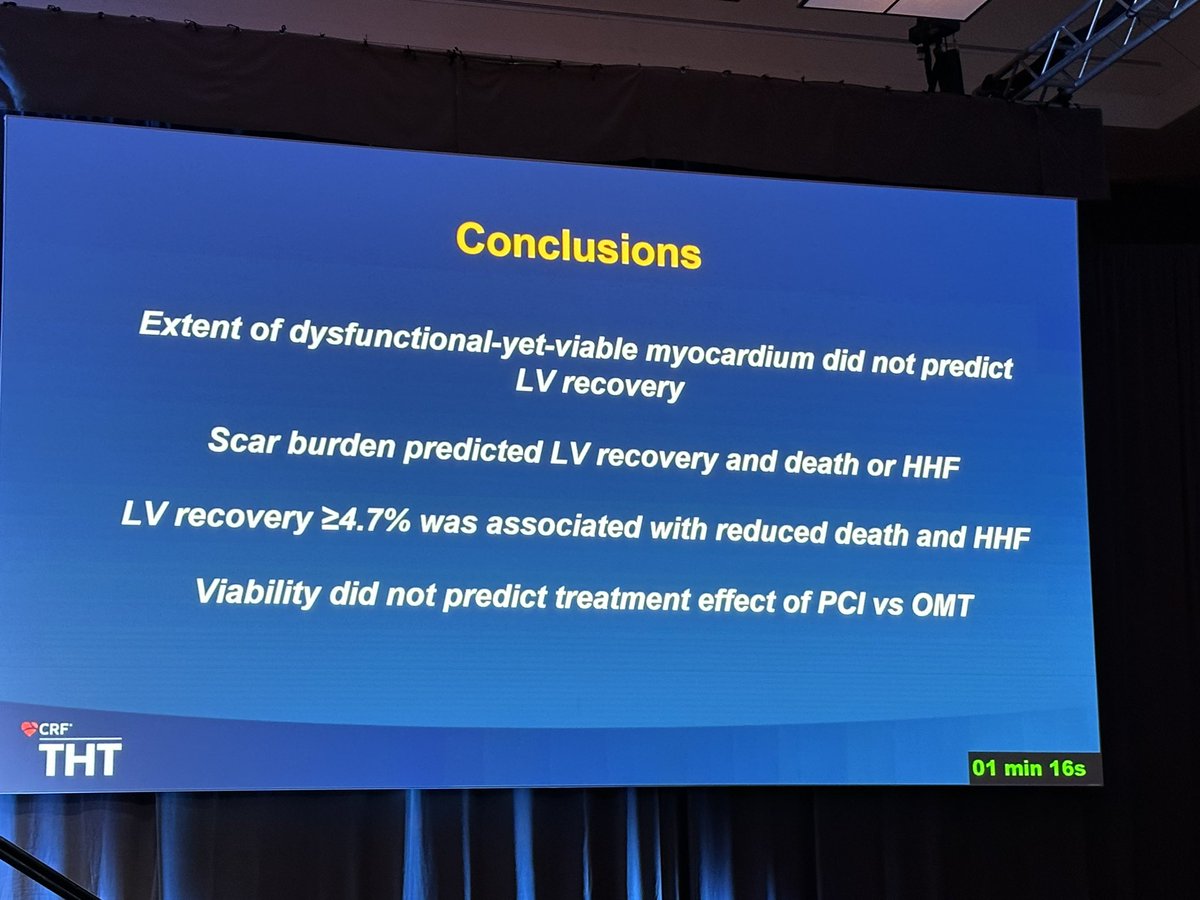 Ischemic cardiomyopathy- 🫀how often are you getting viability studies to determine treatment strategy??🤔

No treatment effect based on viability in REVIVE-IT. #THT2023