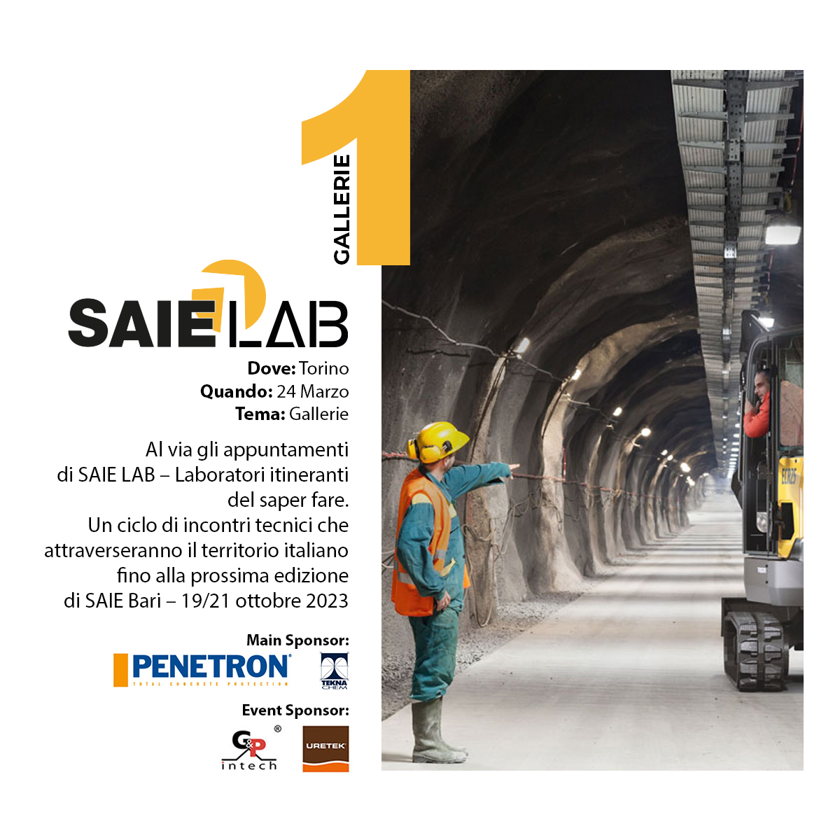 Al via gli appuntamenti di 𝗦𝗔𝗜𝗘 𝗟𝗔𝗕 ! 
Ad ospitare la 𝗽𝗿𝗶𝗺𝗮 𝘁𝗮𝗽𝗽𝗮 sarà la città di 𝗧𝗼𝗿𝗶𝗻𝗼, con un focus dedicato al tema delle Gallerie. Registrati👉 lnkd.in/dXFJyx7Q

📍 Politecnico di Torino, sede Lingotto
🗓️ 24 marzo 2023 – ore 9:30