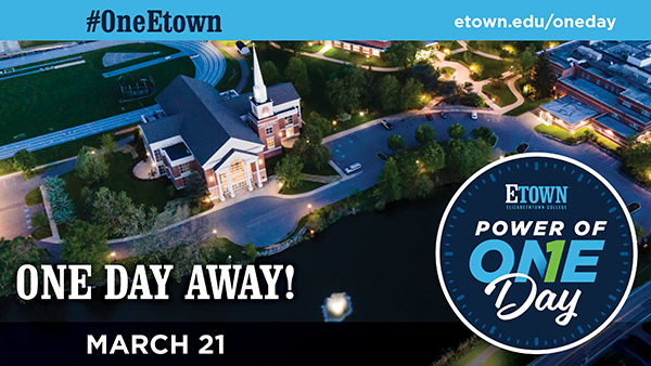 mark_clapper's tweet image. The Power of One Day @etowncollege begins at midnight tonight! etown.edu/oneday 

#OneEtown #BlueJaysAlways #EtownCollegeAlumni #EtownCollege