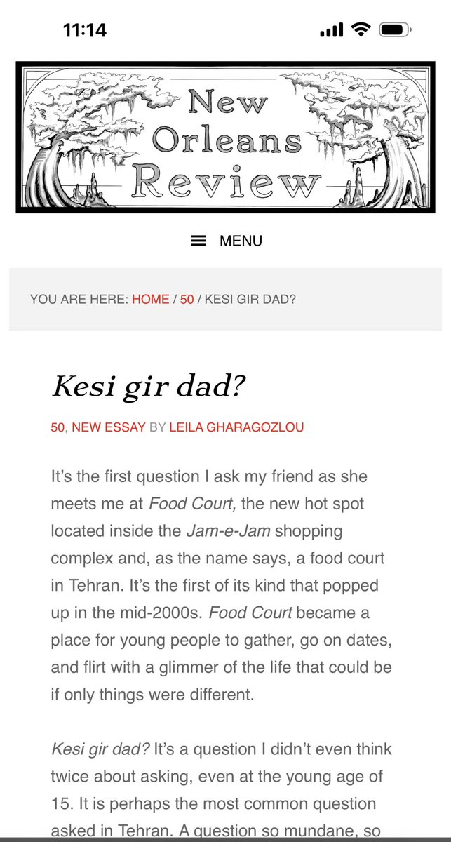 Lghara93's tweet image. On this #Nowruz I feel lucky to have my latest essay on a phrase all #iranians are familiar with and the #IranProtests published in @NOReview’s Iran issue 

If you have a moment 👇🏼

neworleansreview.org/kesi-gir-dad/