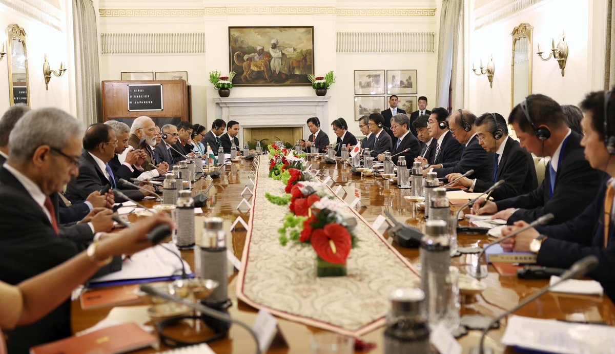 narendramodi's tweet image. Held excellent talks with PM @kishida230. We discussed boosting India-Japan ties in sectors like defence, healthcare, technology, and other issues. We also discussed ways to increase competitiveness in logistics, food processing, MSME, textiles and more. 🇮🇳 🇯🇵