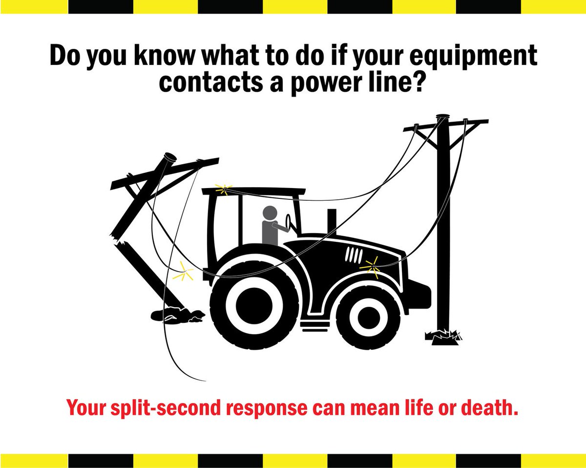 If your farm equipment, or even vehicle, comes in contact with a power line, do you know what to do? Most generally the safest decision is to stay inside the vehicle until a utility worker tells you the line is de-energized. Learn more at bit.ly/3ZUt9Pr .