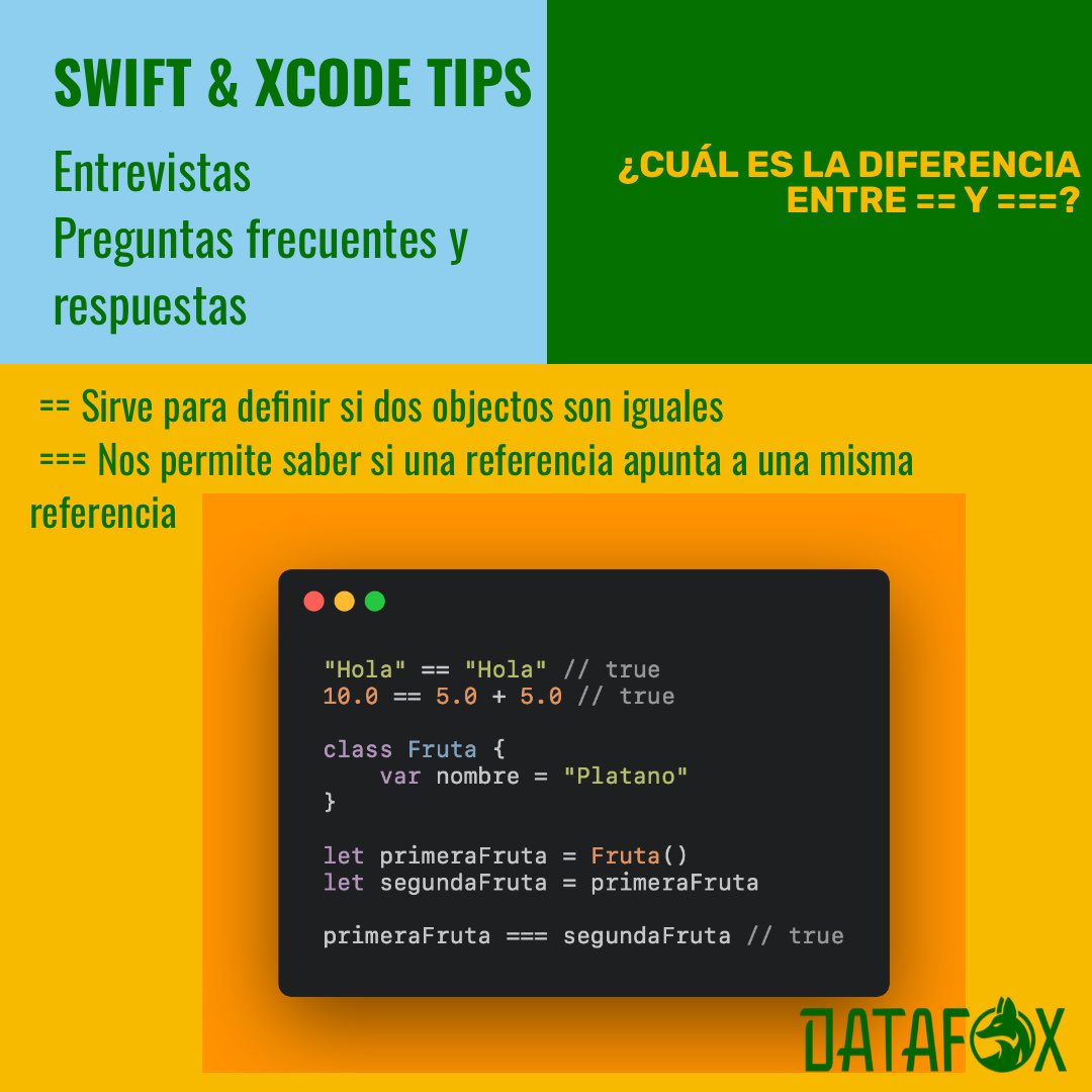 datafoxsoftware's tweet image. Tech interview questions
¿Qué es defer?
Funciones de orden superior
¿Para qué sirven las extensiones de protocolo?
Diferencia entre == y ===
Life Moments para iOS: apps.apple.com/app/id16596480…
#swiftuitutorials #iosdev #iosdeveloper #swiftlang #swift #swiftui #opentowork
